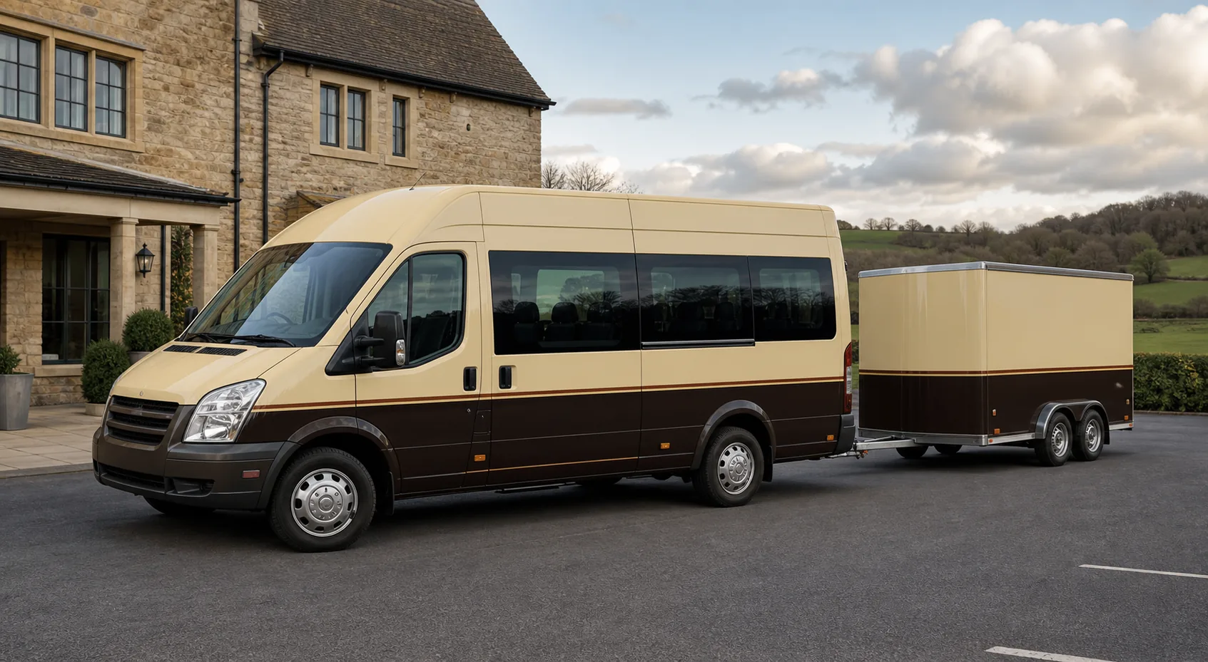 Bristolian livery minibus and matching trailer — illustrative concept image