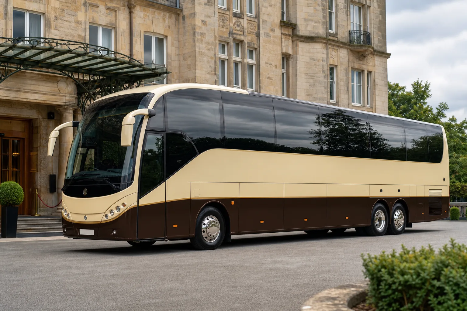 Coach in cream and chocolate Bristolian Coaches livery